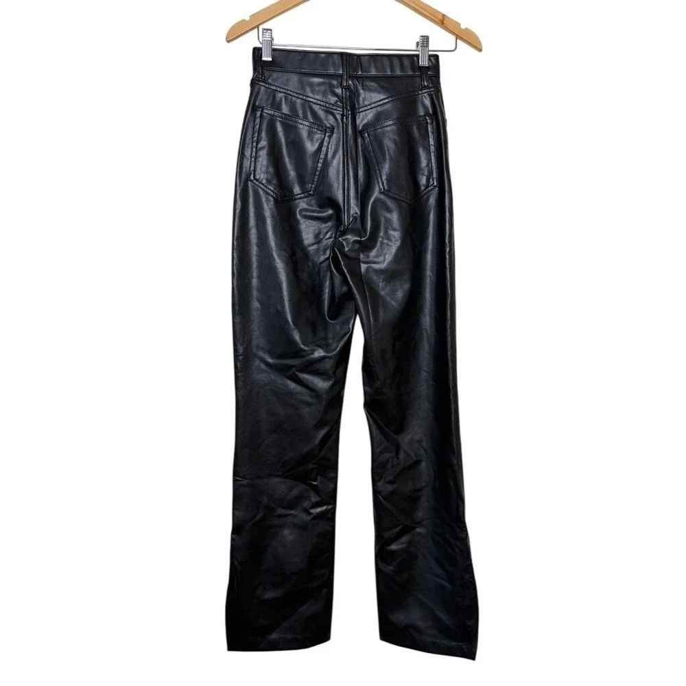 Abercrombie & Fitch 90s Straight Ultra High‎ Rise Vegan Leather Pants Black 25/0